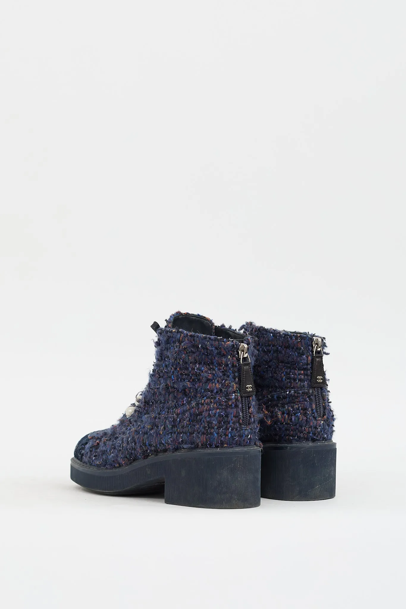 2020 Navy & Multicolour Tweed CC Combat Boot