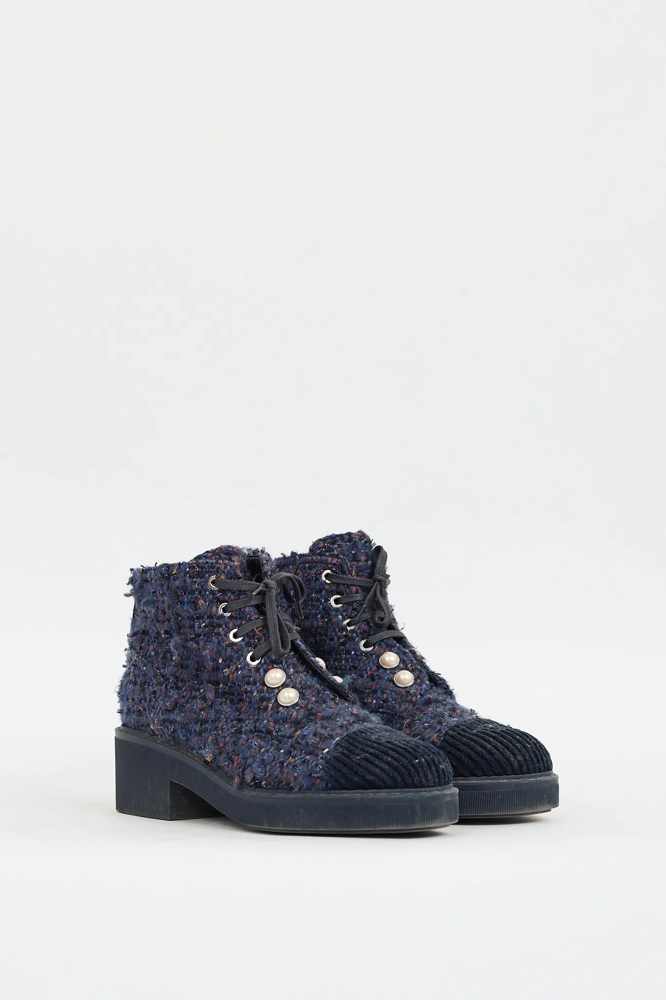 2020 Navy & Multicolour Tweed CC Combat Boot