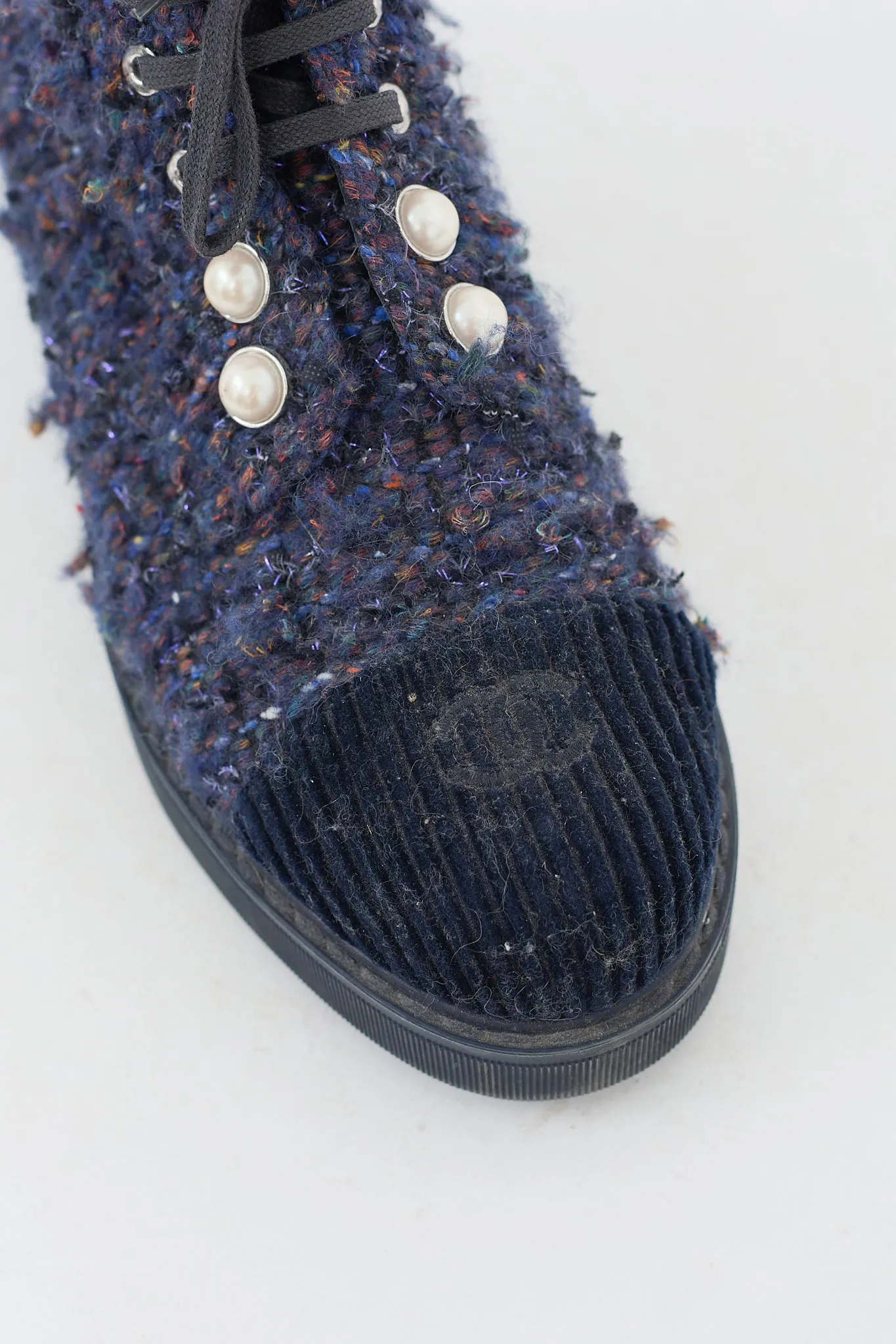 2020 Navy & Multicolour Tweed CC Combat Boot