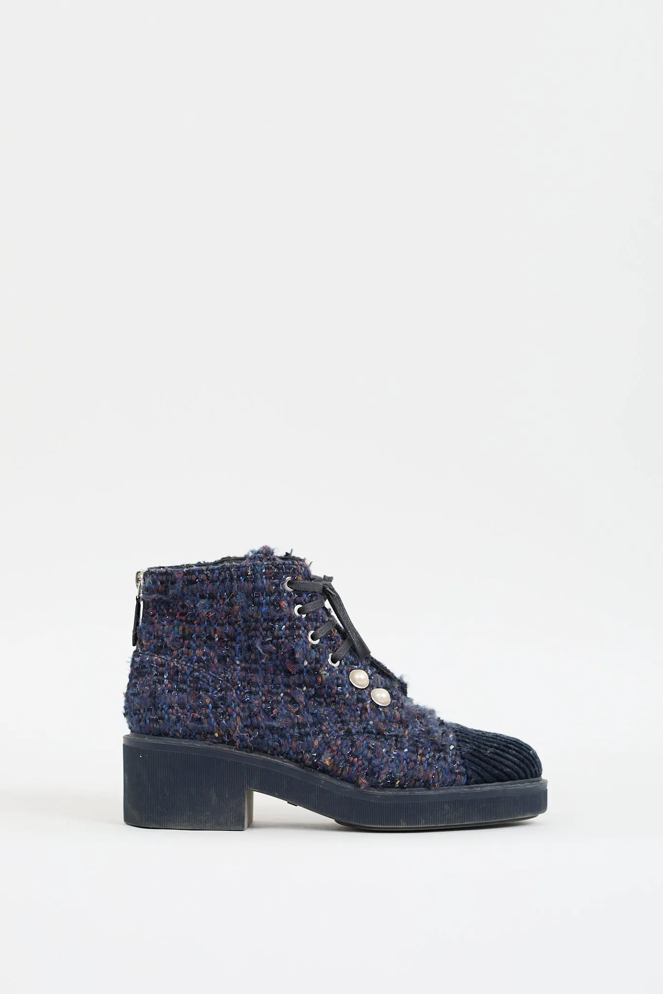 2020 Navy & Multicolour Tweed CC Combat Boot