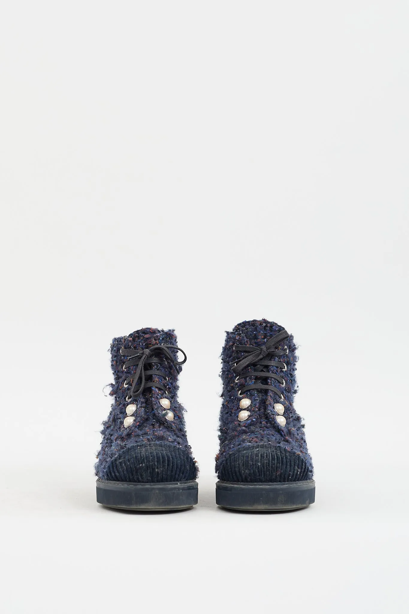 2020 Navy & Multicolour Tweed CC Combat Boot