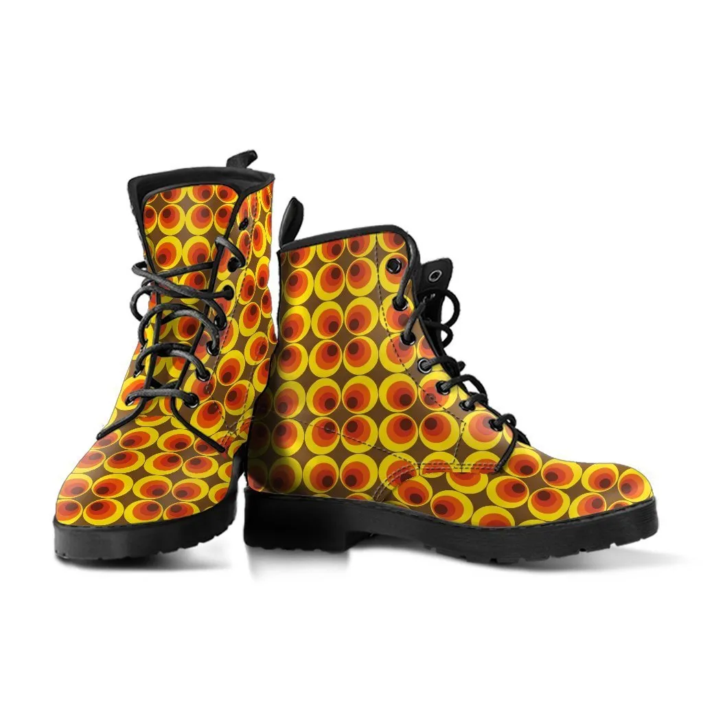 Combat Boots - 70s Psychedelic Style #6 | Custom Shoes, Boots Women, Vegan Leather Lace Up Boots, Travel Shoes, Cool Shoes, Mens Boots 9.5