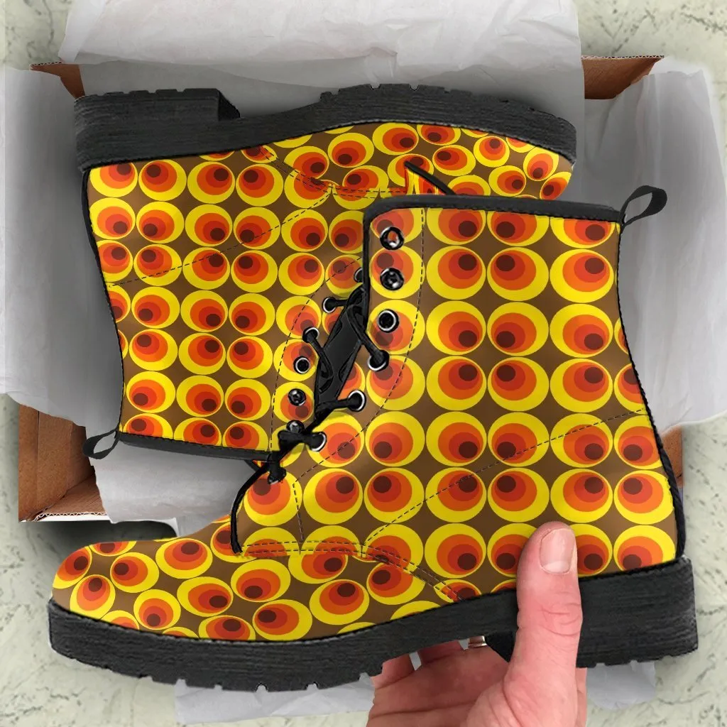 Combat Boots - 70s Psychedelic Style #6 | Custom Shoes, Boots Women, Vegan Leather Lace Up Boots, Travel Shoes, Cool Shoes, Mens Boots 9.5