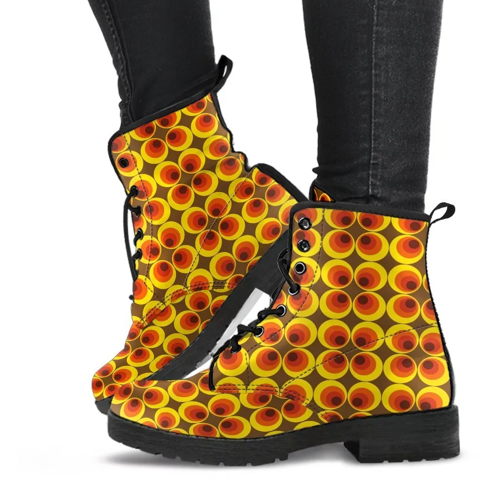 Combat Boots - 70s Psychedelic Style #6 | Custom Shoes, Boots Women, Vegan Leather Lace Up Boots, Travel Shoes, Cool Shoes, Mens Boots 9.5