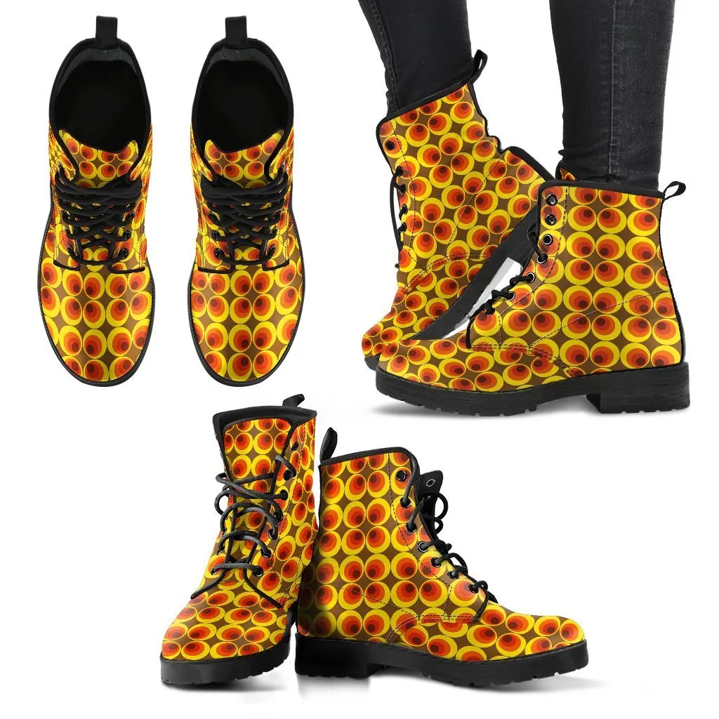 Combat Boots - 70s Psychedelic Style #6 | Custom Shoes, Boots Women, Vegan Leather Lace Up Boots, Travel Shoes, Cool Shoes, Mens Boots 9.5