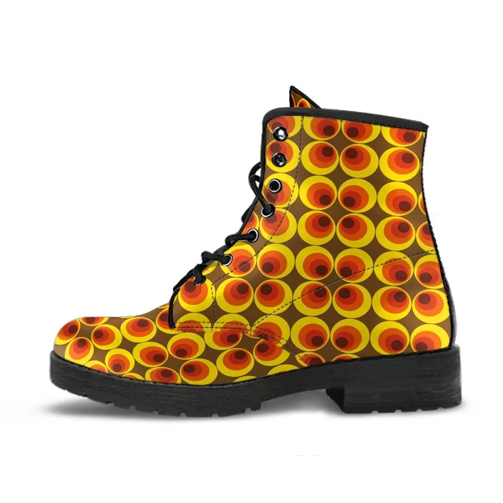 Combat Boots - 70s Psychedelic Style #6 | Custom Shoes, Boots Women, Vegan Leather Lace Up Boots, Travel Shoes, Cool Shoes, Mens Boots 9.5