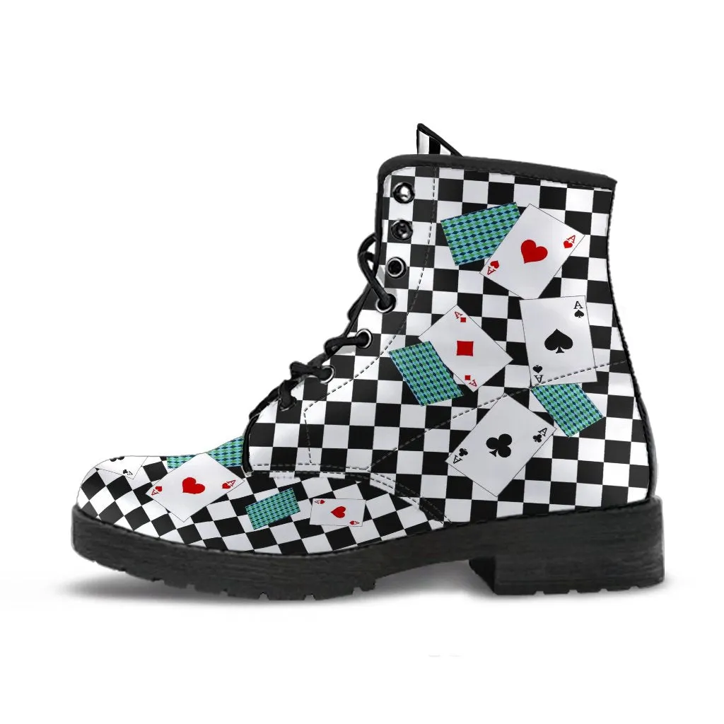 Combat Boots - Alice in Wonderland Gifts #14 | Vegan Leather Lace Up Boots, Handmade Lace Up Boots, Women's Boots, Custom Shoes