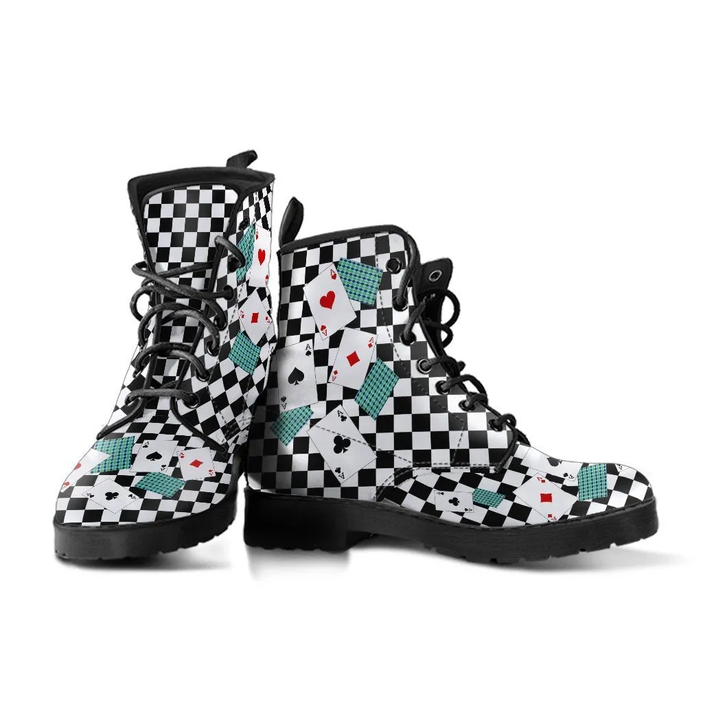 Combat Boots - Alice in Wonderland Gifts #14 | Vegan Leather Lace Up Boots, Handmade Lace Up Boots, Women's Boots, Custom Shoes