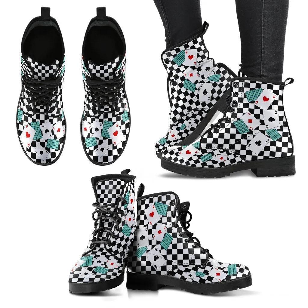 Combat Boots - Alice in Wonderland Gifts #14 | Vegan Leather Lace Up Boots, Handmade Lace Up Boots, Women's Boots, Custom Shoes