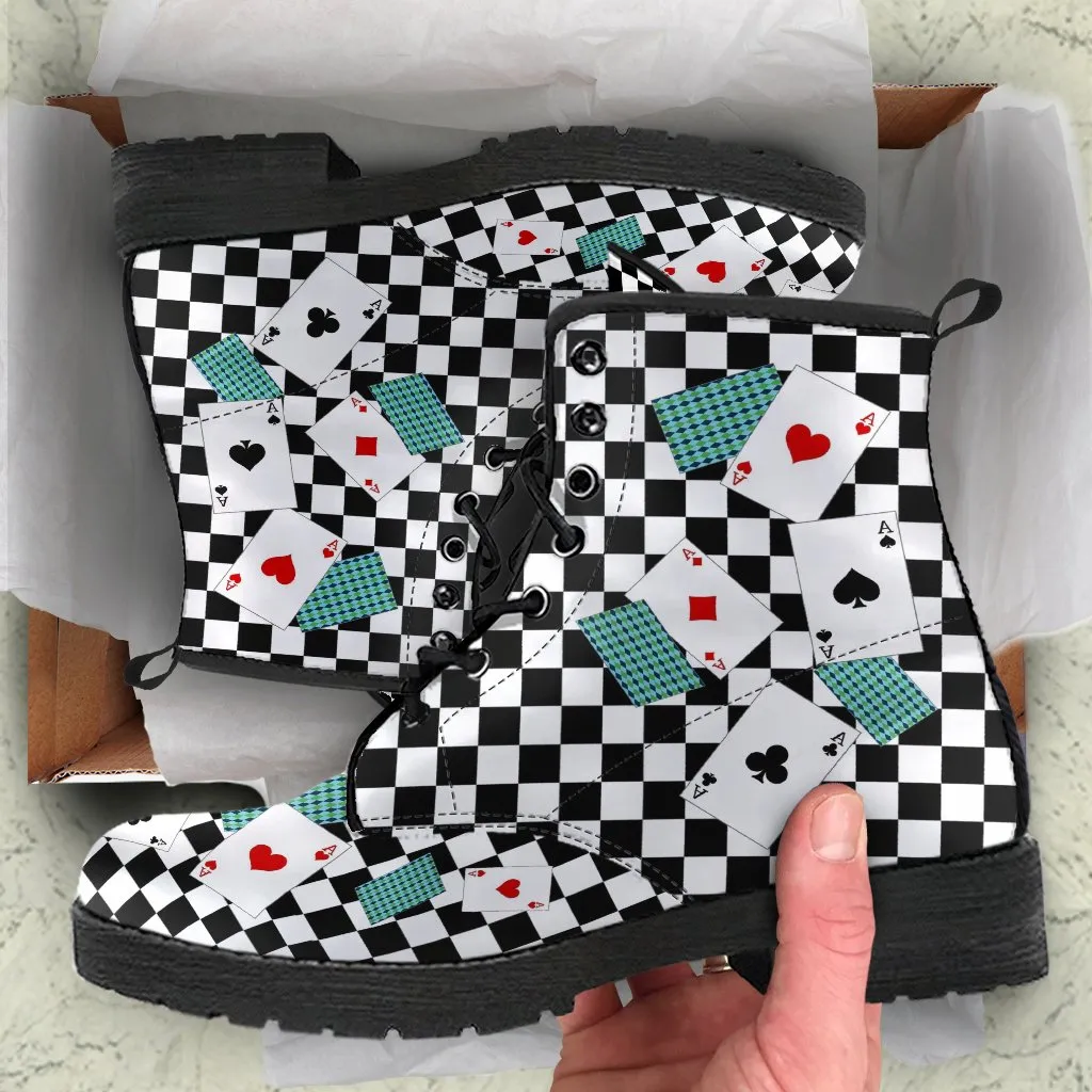 Combat Boots - Alice in Wonderland Gifts #14 | Vegan Leather Lace Up Boots, Handmade Lace Up Boots, Women's Boots, Custom Shoes